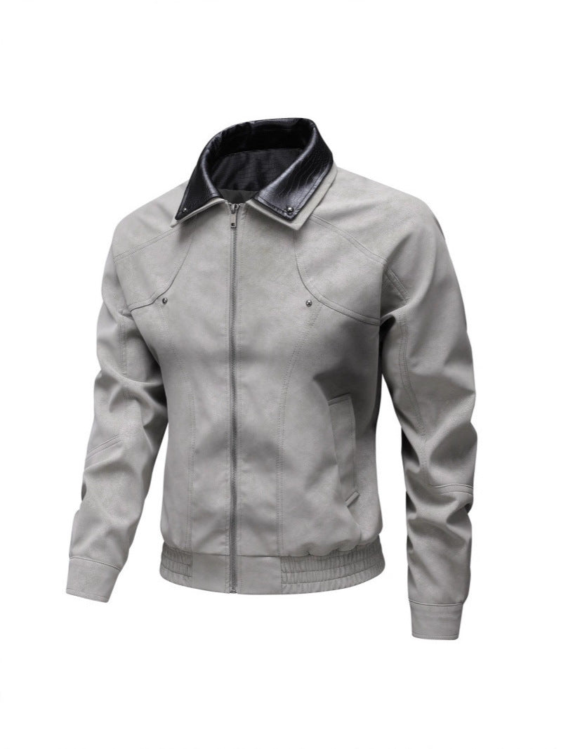 Herren Vintage-inspirierte Kunstleder-Blousonjacke mit kontrastkragen Echo Archiv