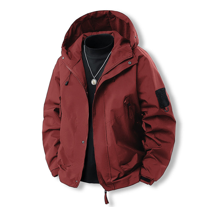 Herren Funktionale Kapuzen‑Übergangsjacke mit wasserabweisender Hülle, Utility‑Taschen & verstellbarem Saum Echoarchiv