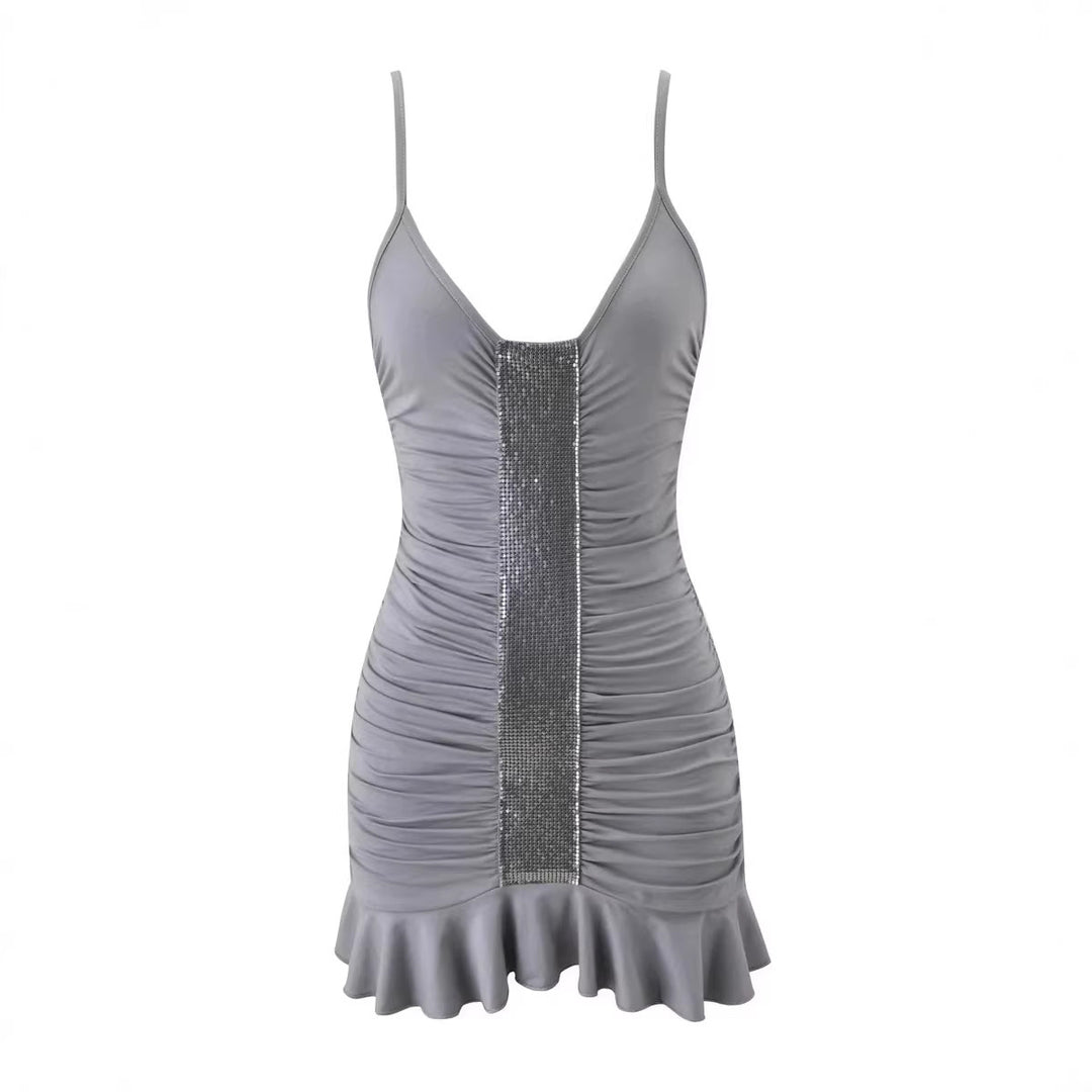 Damen verführerisches Minikleid mit Rüschensaum und glitzerndem Detail Echo Archiv