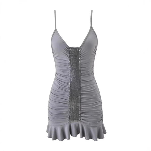 Damen verführerisches Minikleid mit Rüschensaum und glitzerndem Detail Echo Archiv