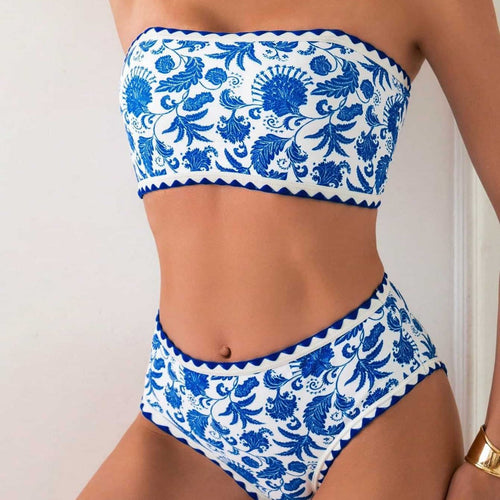 Damen Bandeau-Bikini mit trendigem floralen Design Echo Archiv