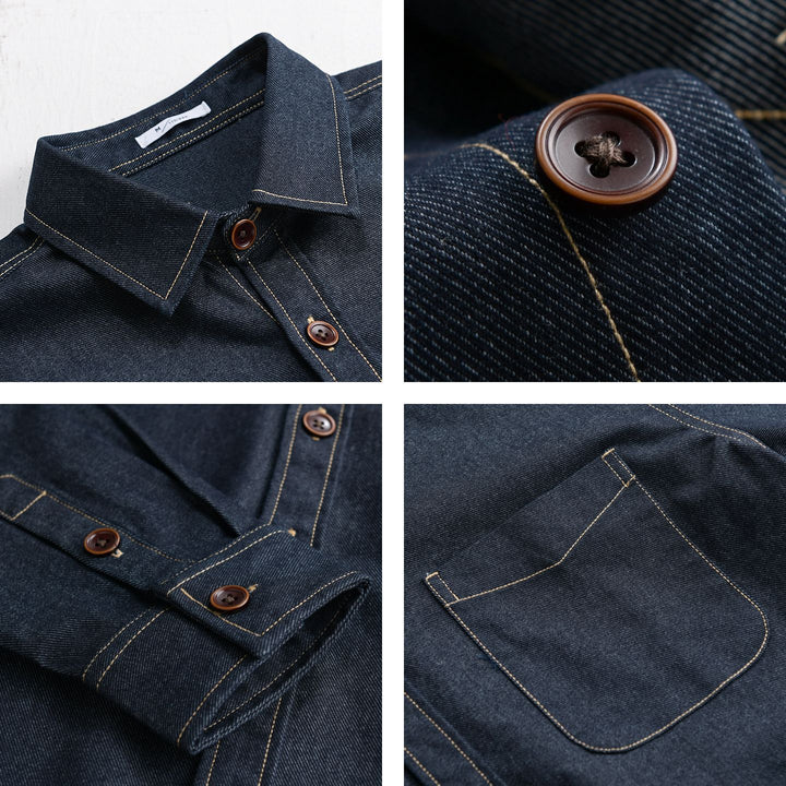 Herren Denim-Overshirt mit aufgesetzter Brusttasche und Kontrastnähten Echoarchiv