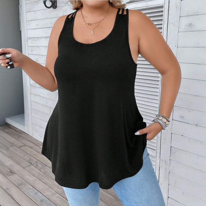 Damen lässiges Tanktop mit dekorativen Trägerdetails und asymmetrischem Saum Echo Archiv