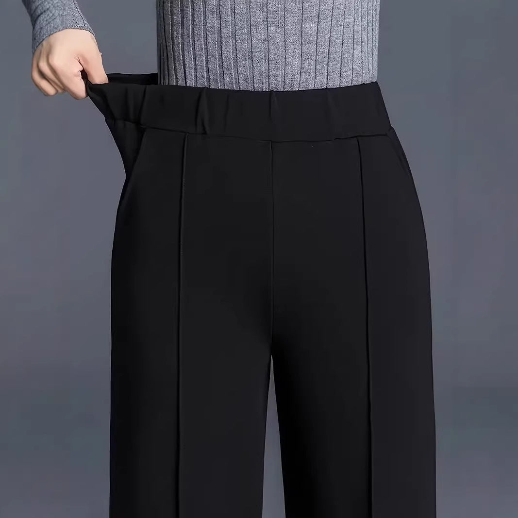 Damen Elegante hochtaillierte Palazzo-Hose mit Bügelfalte und weitem Bein Echoarchiv