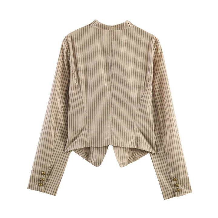 Damen Asymmetrische Taillierte Blazerjacke mit Stehkragen und Zierknopf Echo Archiv