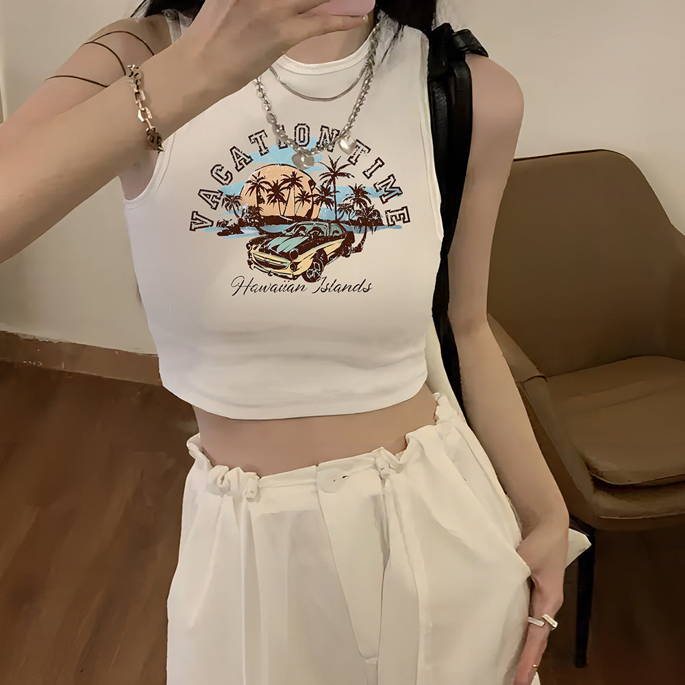 Damen Crop-Top mit kreativem Spruch und lässigem Schnitt Echo Archiv