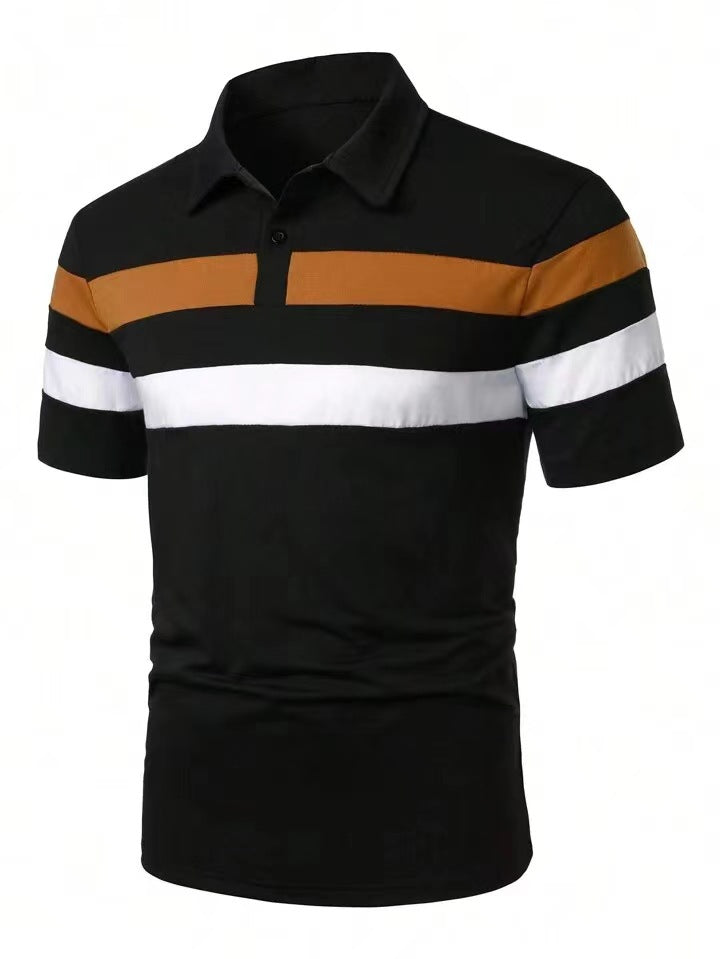 Herren Polohemd mit modernem Farbblockdesign und atmungsaktiven Materialien Echoarchiv
