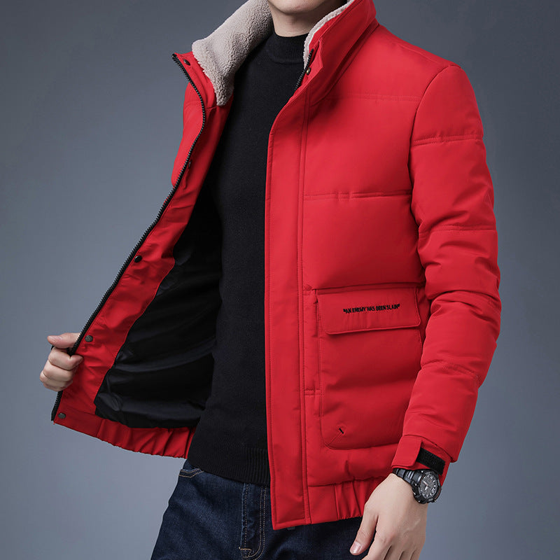 Herren gesteppte Winterjacke mit hochschützendem Kragen und praktischen Taschen Echoarchiv