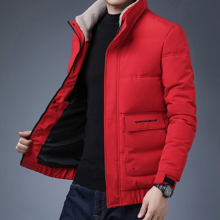 Herren gesteppte Winterjacke mit hochschützendem Kragen und praktischen Taschen Echoarchiv