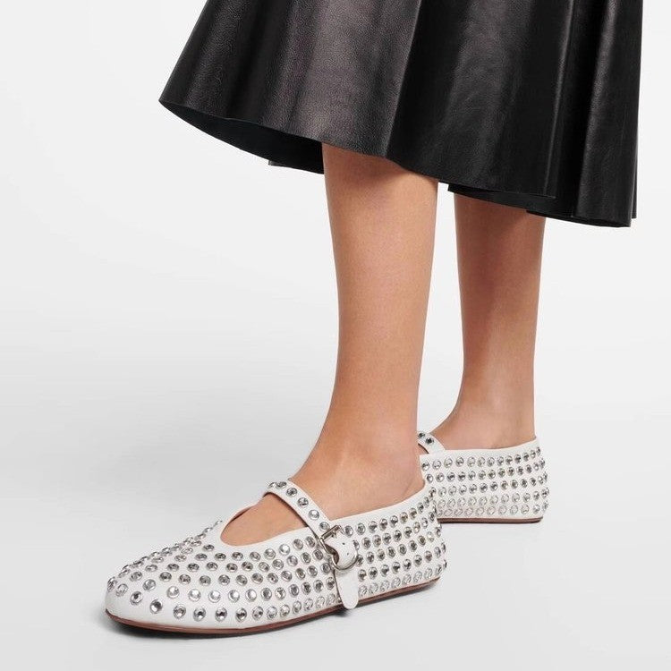 Damen  veredelte Mary‑Jane Ballerina mit Strassbesatz und verstellbarer Metallschnalle Echo Archiv
