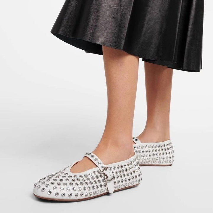 Damen  veredelte Mary‑Jane Ballerina mit Strassbesatz und verstellbarer Metallschnalle Echo Archiv