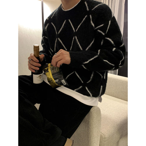 Herren Modischer Strickpullover mit geometrischem Muster Echoarchiv
