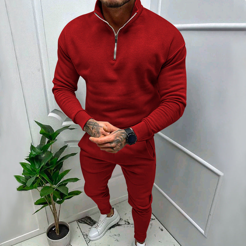 Herren nan athletisches Lounge-Set aus French Terry mit Halbzip-Stehkragen und konischer Jogginghose Echo Archiv