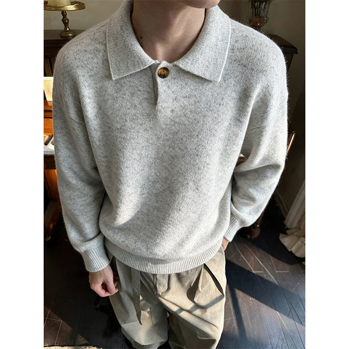 Damen Oversize-Strickpullover mit Polokragen und Ein-Knopf-Detail Echo Archiv