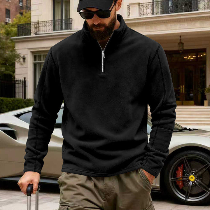 Herren Halbzip-Sweatshirt mit Stehkragen und markanten Nahtdetails – Cavarno