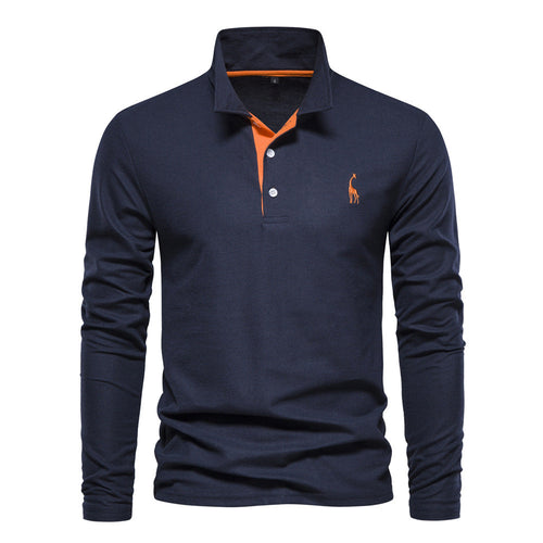 Herren Langarm Poloshirt mit modernem Kragen und atmungsaktiver Baumwollqualität – Cavello