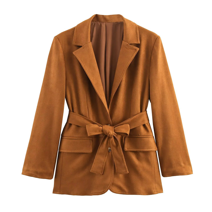Damen nan taillierter Blazer mit Bindegürtel, Pattentaschen und weichem Innenfutter Echo Archiv