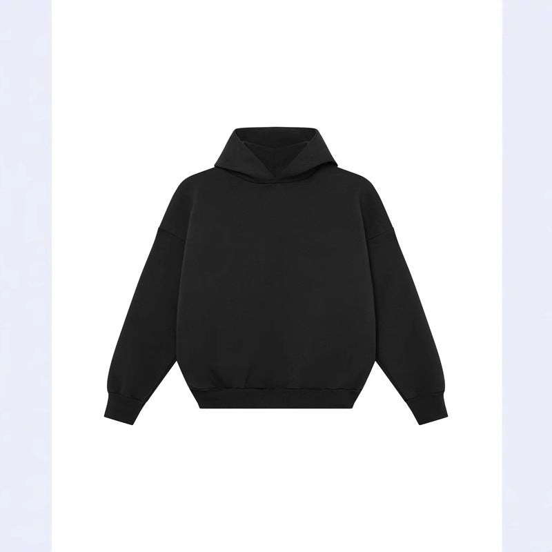 Unisex minimalistischer Kapuzenpullover ohne Kängurutasche mit überschnittener Schulter und geripptem Saum Echo Archiv
