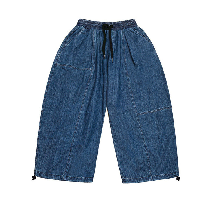Damen Weite Cropped-Jeanshose im Balloon-Cut mit elastischem Tunnelzugbund und verstellbaren Saumkordeln Echo Archiv
