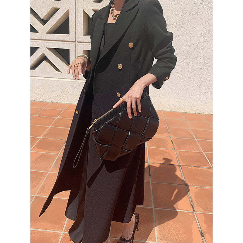 Damen Eleganter Doppeltbreasted Trenchcoat mit Taillengürtel Echoarchiv
