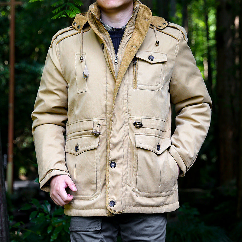 Herren nan gewatteter Fieldparka mit Kapuze, Schulterklappen und multifunktionalen Taschen Echo Archiv