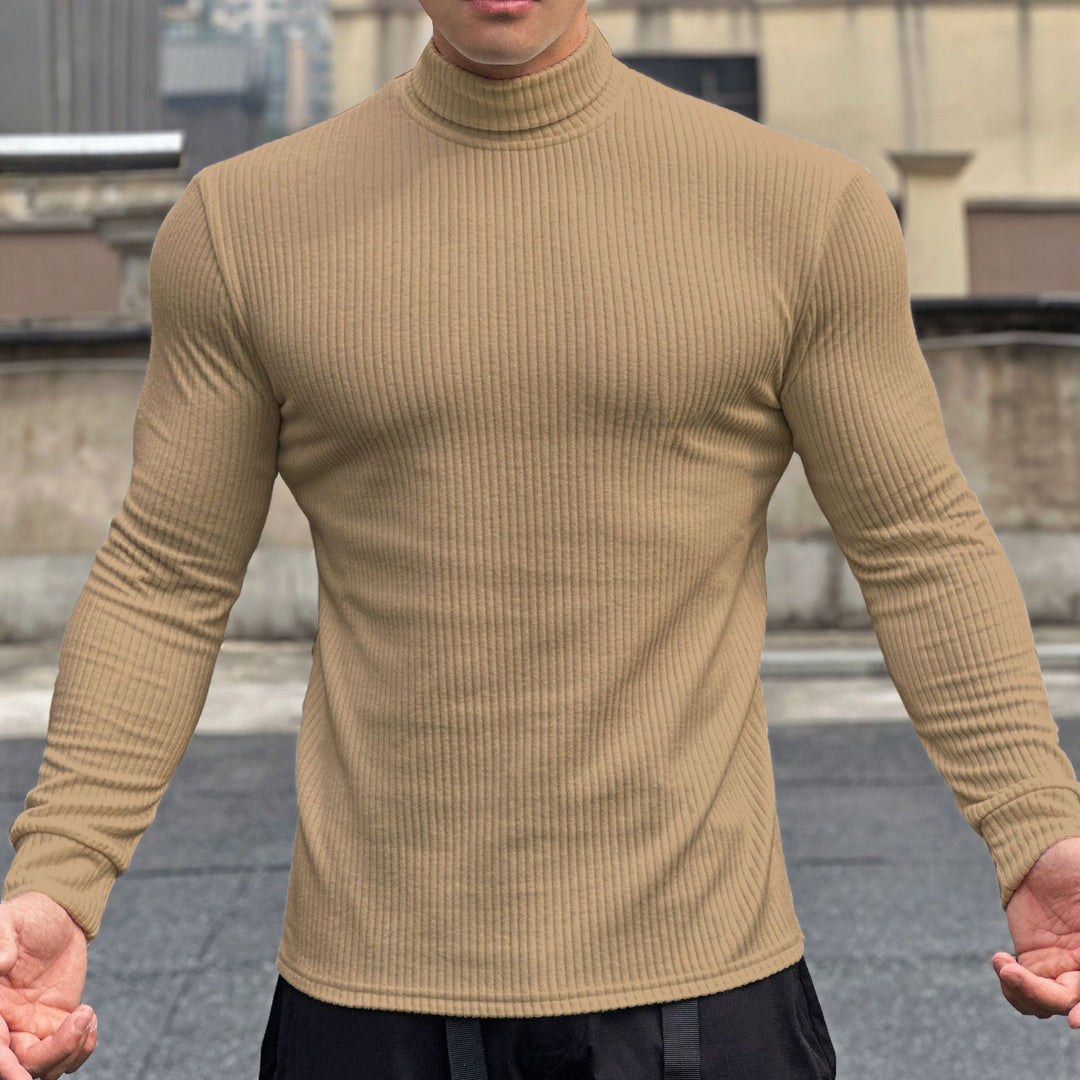 Herren elegantes Langarmshirt mit modischer Rippstruktur Echoarchiv