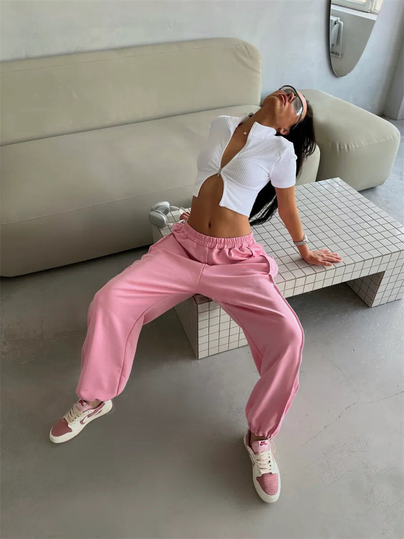 Damen nan weite Lounge-Jogginghose mit elastischem Komfortbund und seitlichen Eingrifftaschen Echo Archiv