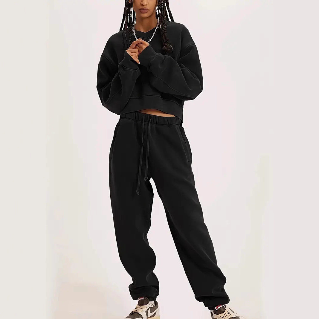 Damen Boxy-Sweatshirt mit überschnittener Schulter, verlängertem Rückenteil und brushed Fleece – Avérine