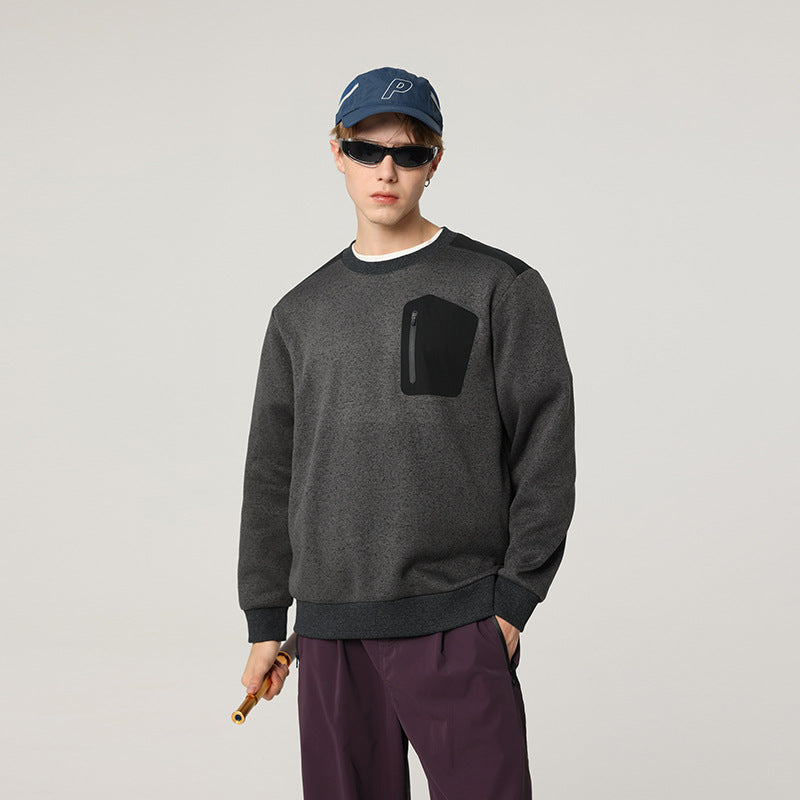 Herren Relaxed-Fit Struktursweatshirt mit Reißverschluss-Brusttasche Echo Archiv