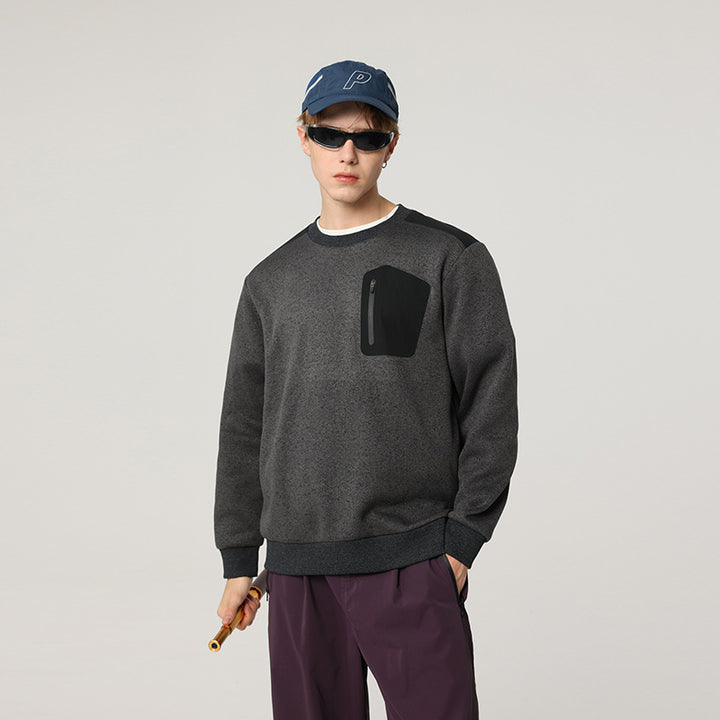 Herren Relaxed-Fit Struktursweatshirt mit Reißverschluss-Brusttasche Echo Archiv