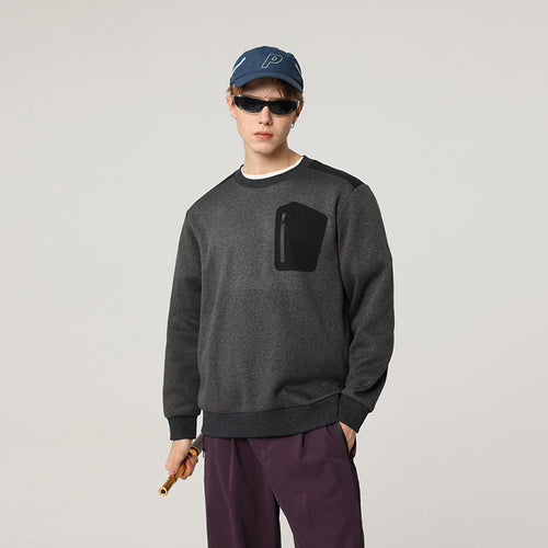 Herren Relaxed-Fit Struktursweatshirt mit Reißverschluss-Brusttasche Echo Archiv
