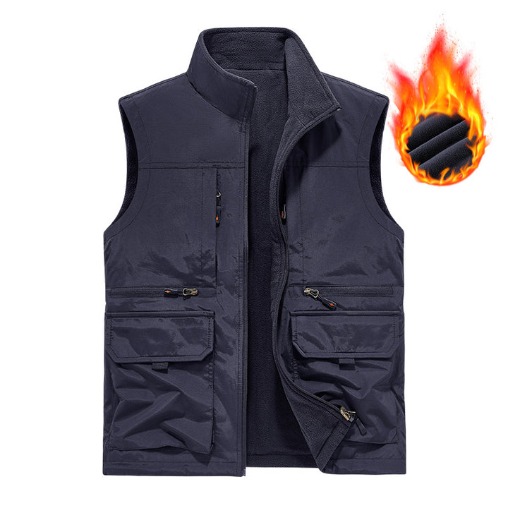 Herren Gefütterte Utility‑Weste mit wärmendem Fleece‑Innenfutter, winddicht & Multifach‑Taschen Echo Archiv