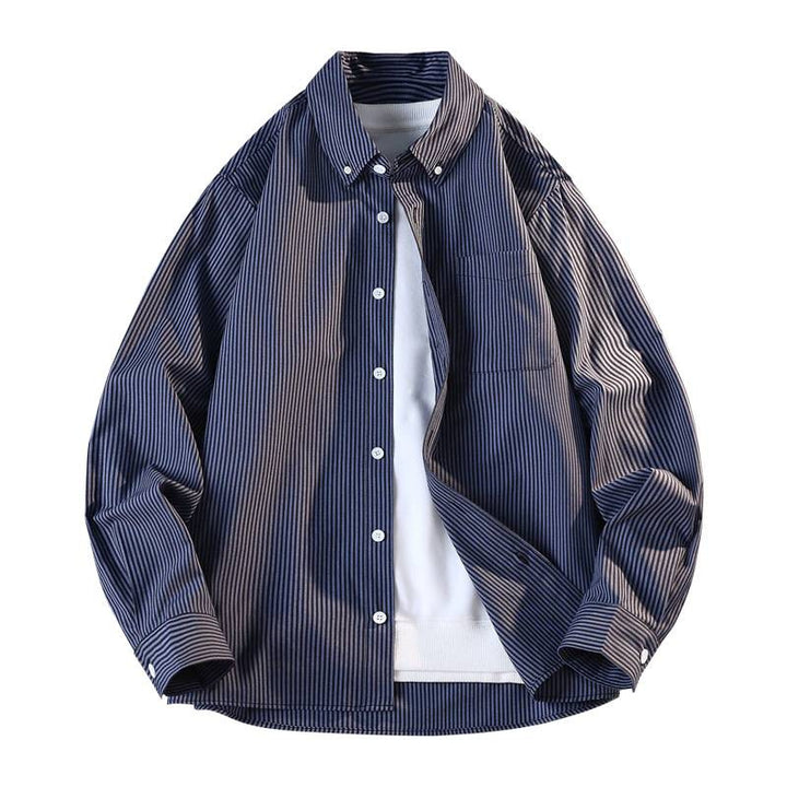 Herren nan gestreifte Overshirt Hemdjacke aus Baumwollmischung mit Brusttasche Echo Archiv