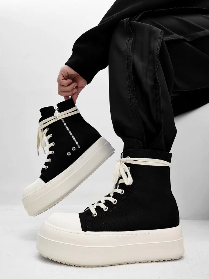 Herren High-Top Plateausneaker mit Reißverschluss und dicker Gummiplattform – Tavélo