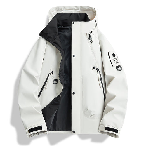 Herren wasserdichte urbane Hardshell-Jacke mit geschweißten Nähten, verstellbarer Kapuze und Utilitieschultertasche – Taviero