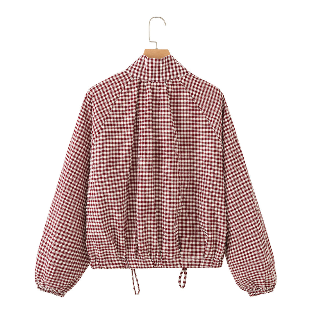Damen Kariertes Oversize-Blouson mit Tunnelzug und Stehkragen Echo Archiv