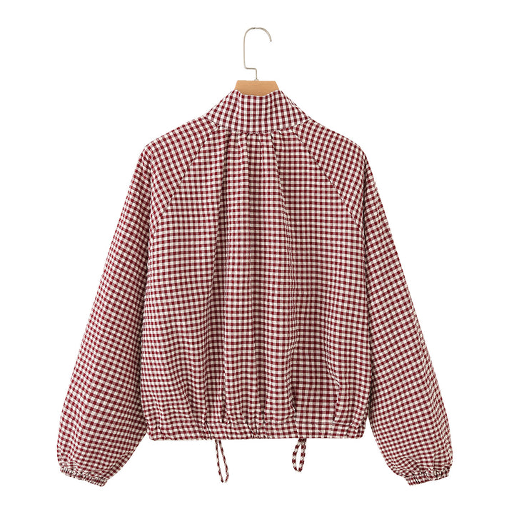 Damen Kariertes Oversize-Blouson mit Tunnelzug und Stehkragen Echo Archiv