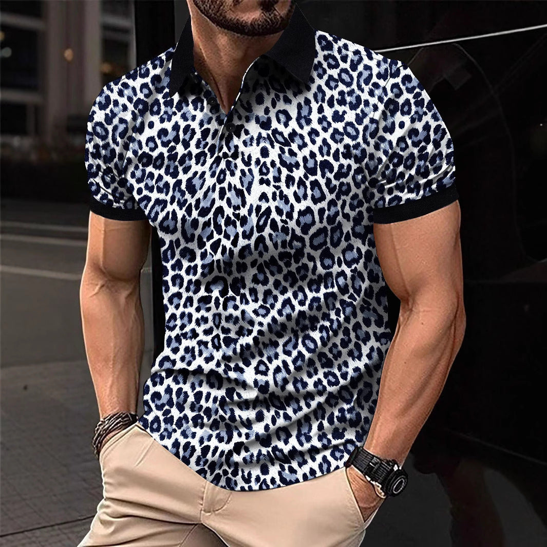 Herren Polo-Shirt mit aufregendem Leopardenmuster und modernem Schnitt Echoarchiv