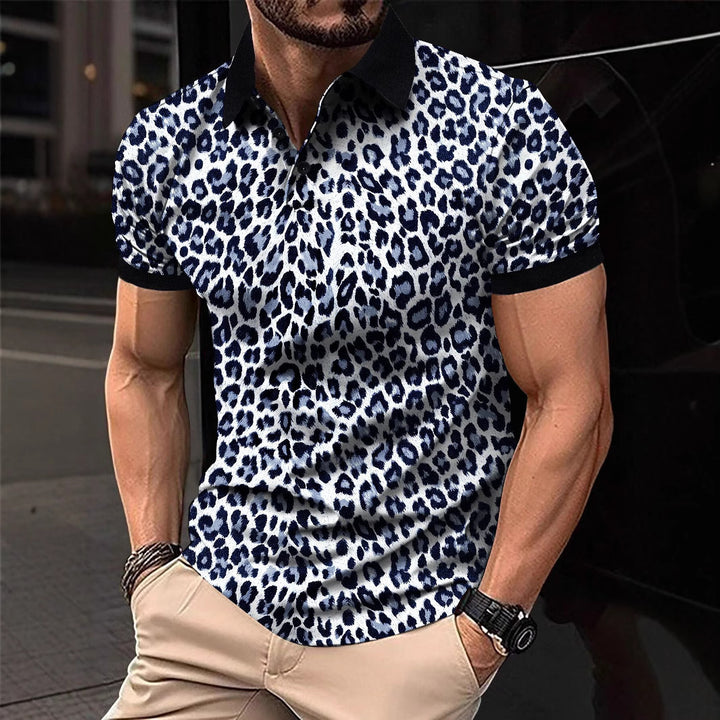 Herren Polo-Shirt mit aufregendem Leopardenmuster und modernem Schnitt Echoarchiv