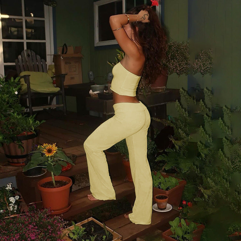 Damen Sommerliches Crop-Top und Palazzo-Hosen Set Echo Archiv