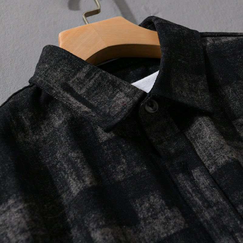 Herren Strukturiertes Hemdjacke-Overshirt aus Baumwollmischung mit geometrischem Print Echoarchiv