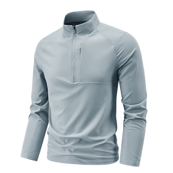 Herren Nano Technische Thermo Halb-Zip Pullover mit Stehkragen und Reißverschlusstasche auf der Brust – Cavarno