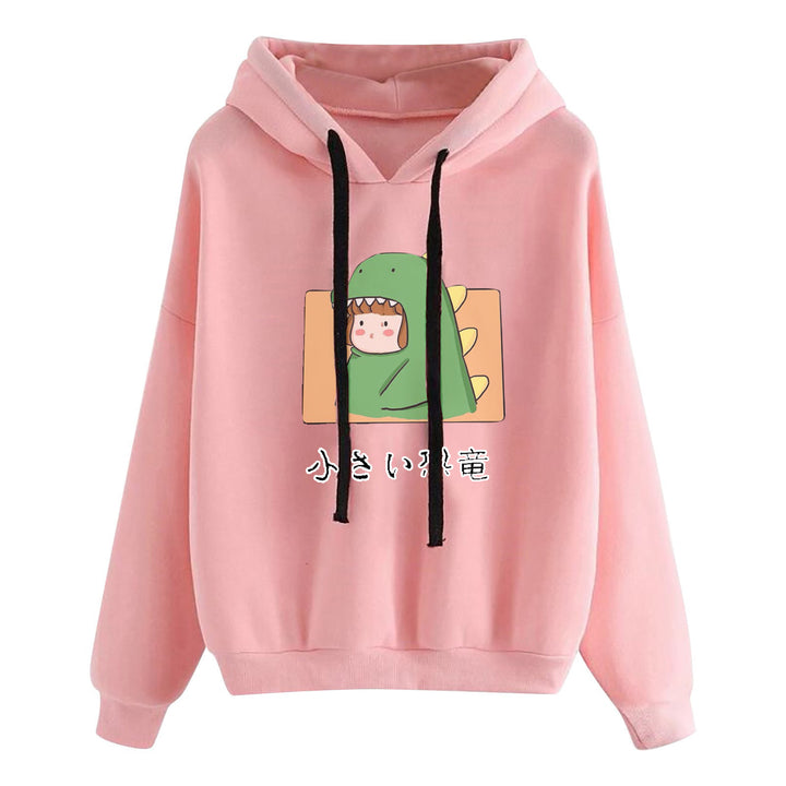 Damen kurz geschnittener Cropped-Kapuzenpullover mit niedlicher Frosch-Illustration und verstellbarer Kapuze – Auréline