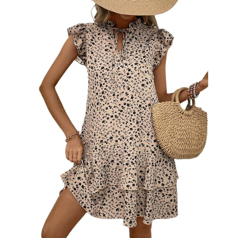 Damen Sommerliches Kleid mit Spitzenärmeln und aufwendig floralem Design Echo Archiv