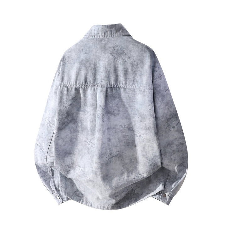 Herren Oversize-Hemdjacke mit Vintage-Waschung und Druckknopffront Echoarchiv