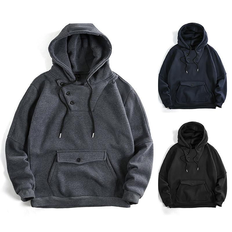 Herren lässiger Kapuzenpullover mit Knopfdetails und praktischen Taschen Echoarchiv