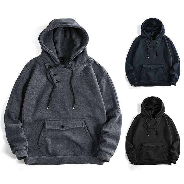 Herren lässiger Kapuzenpullover mit Knopfdetails und praktischen Taschen Echoarchiv