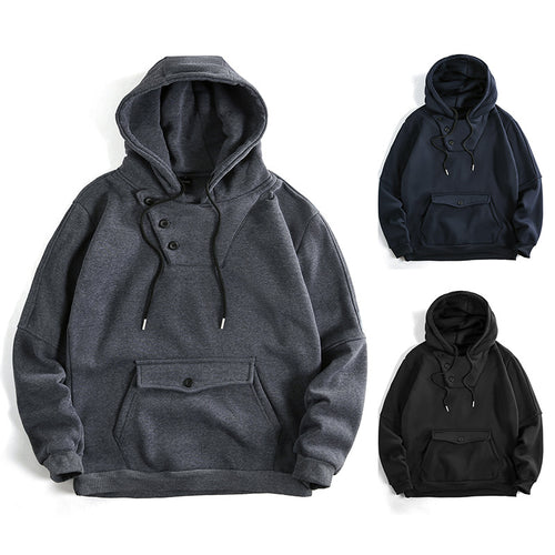 Herren lässiger Kapuzenpullover mit Knopfdetails und praktischen Taschen Echoarchiv