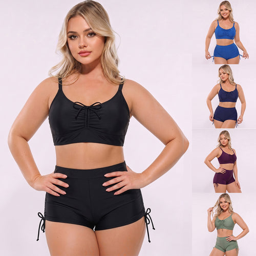 Damen Hoch geschnittenes Tankini-Set mit verstellbaren Trägern und Raffung Echo Archiv