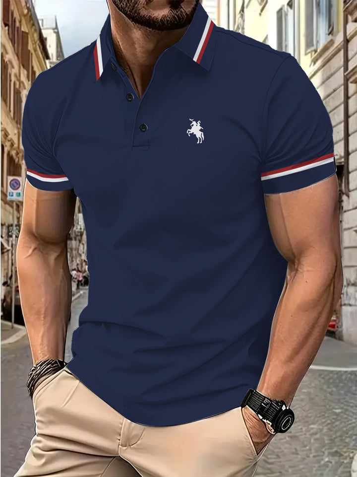 Herren Sportliches Poloshirt mit modernem Kragen und Kontraststreifen Echoarchiv